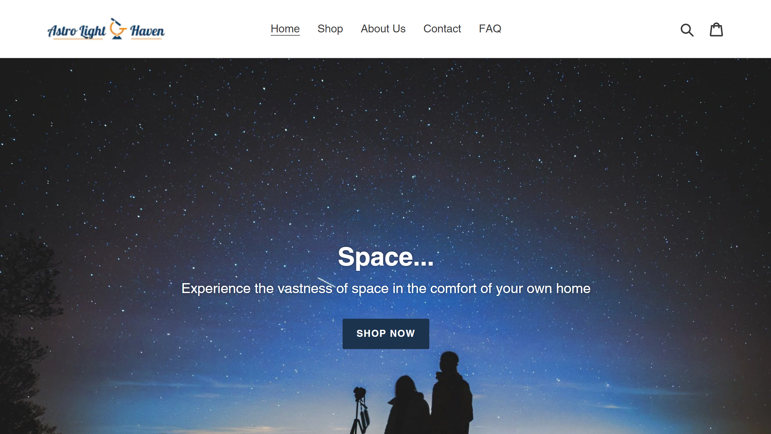 Screenshot from Astro Light Haven website