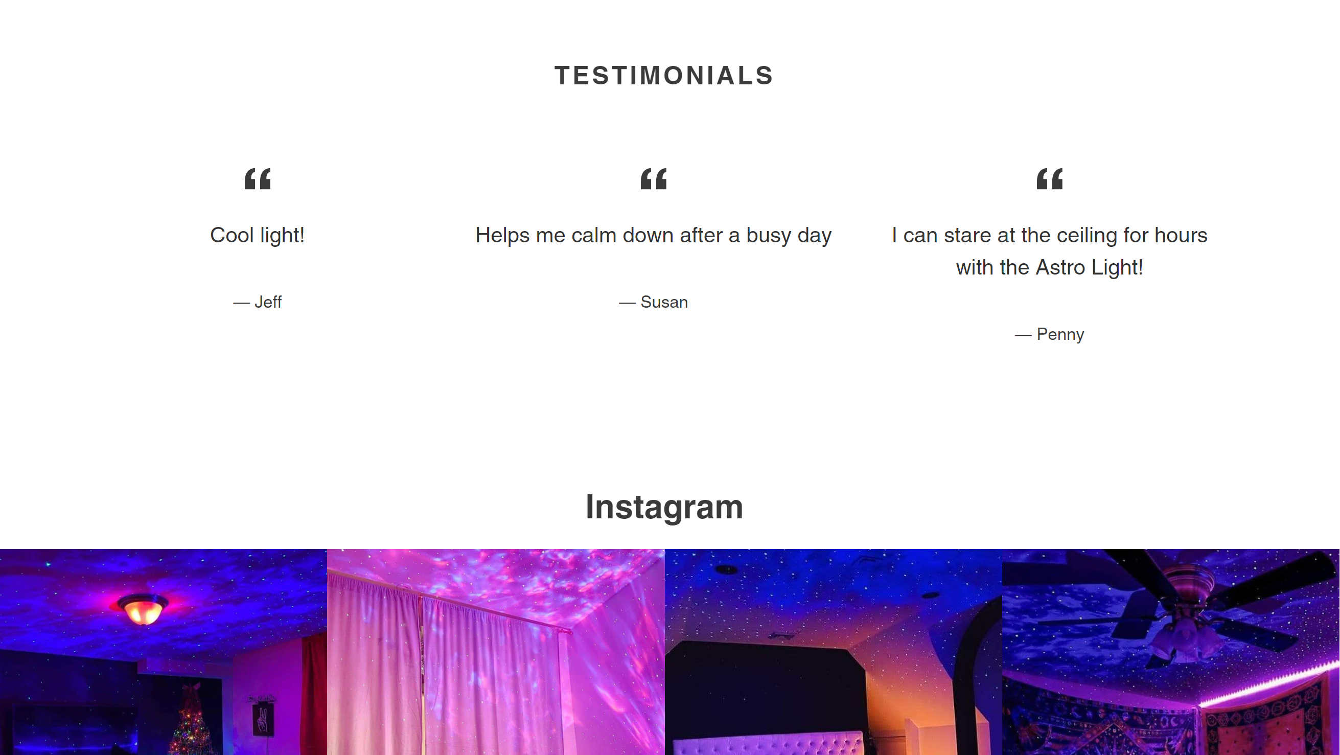 Screenshot from Astro Light Haven website