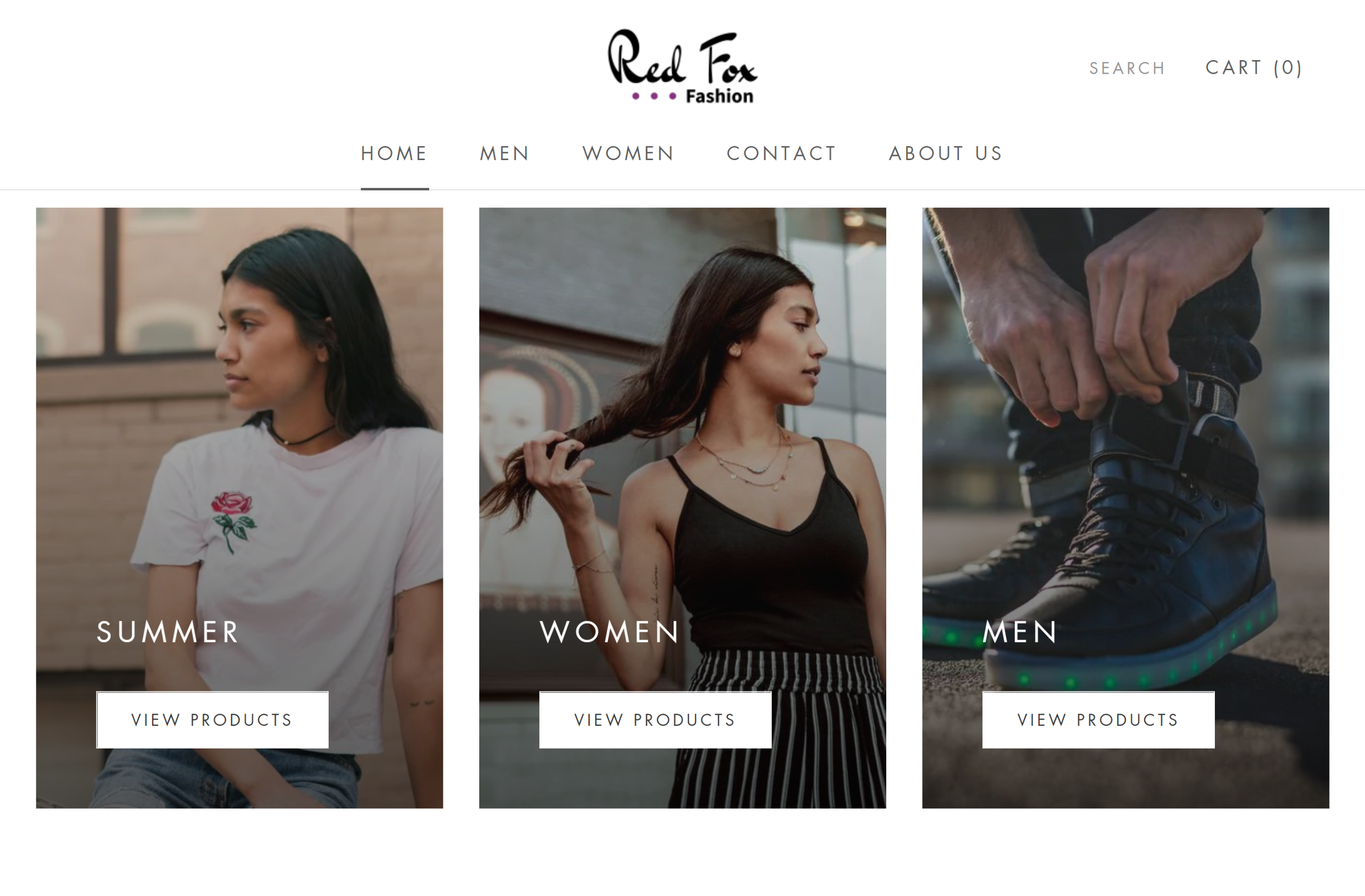 Screenshot of Red Fox Fashion home page