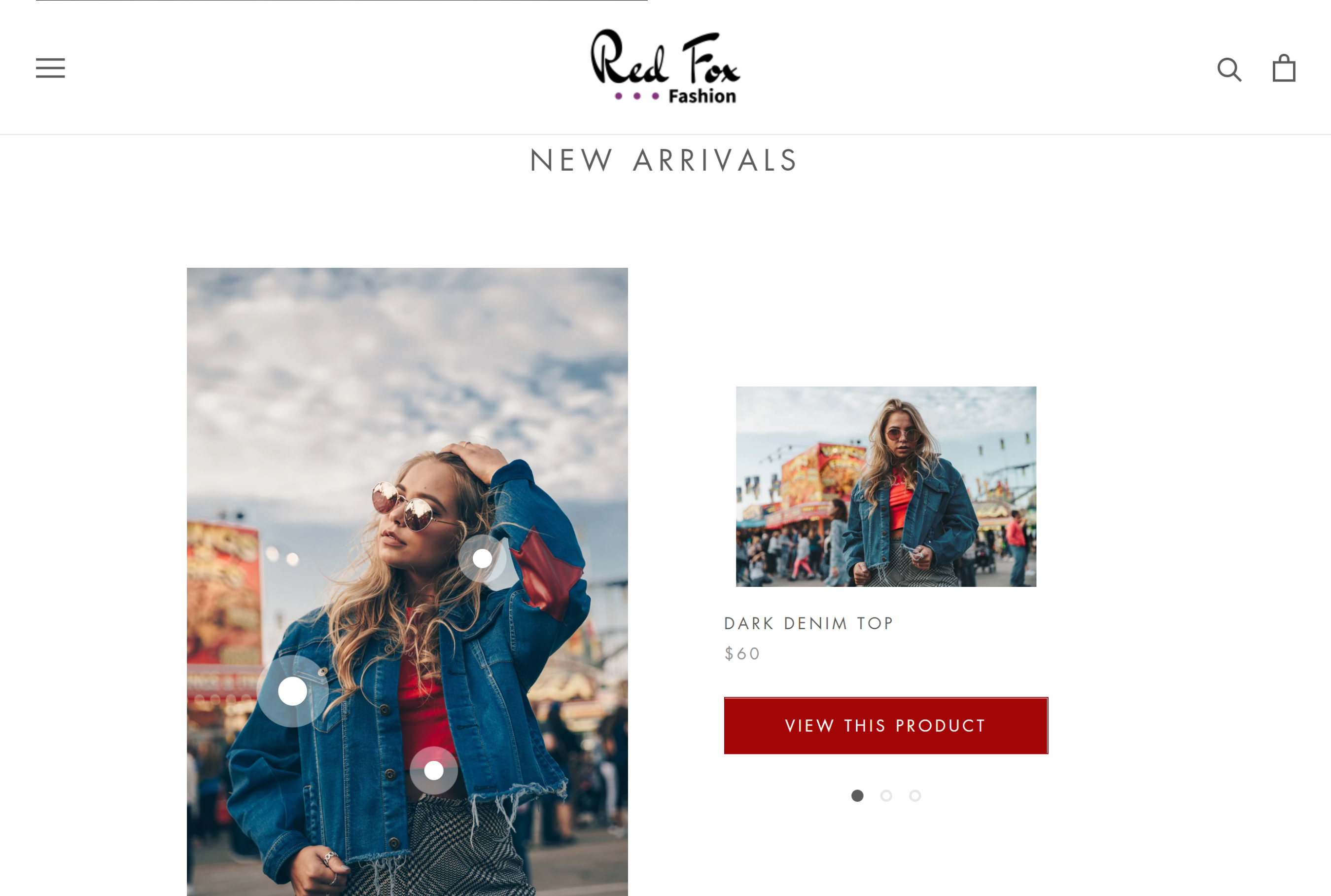 Screenshot of Red Fox Fashion home page